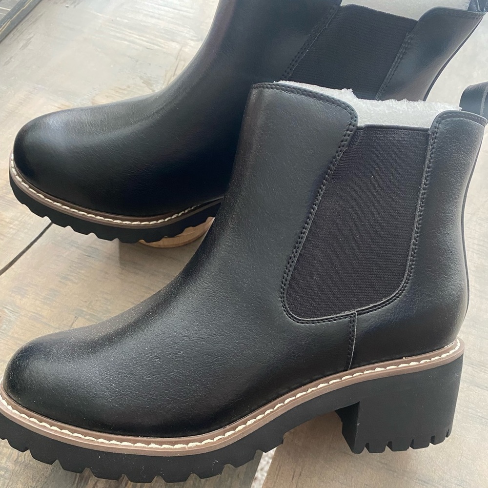 Black rubber soled ankle boots from Lane Bryant 9W. New in box, never worn!